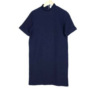 Libertine Libertine Dress XS Navy Blue Textured Striped Short Sleeves Mini